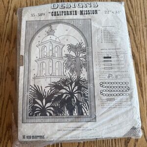 RC Rug Crafters California Mission Stamped Fabric Rug Making Pattern 1978 Tuft
